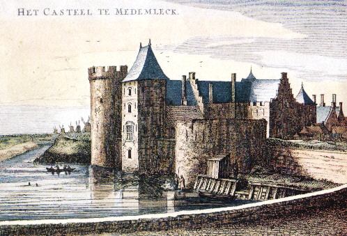 'Casteel te Medemleck', 1649 uit de stedenatlas van Blaeu