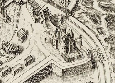 Het kasteel te Medemblik. Fragment van een kaart van Paulus Utenwael 1599