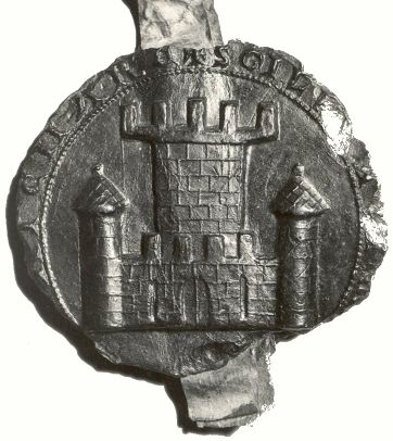 An image of a castle on the oldest town-seal of Alkmaar (1299). Probably an image of Torenburg Castle
