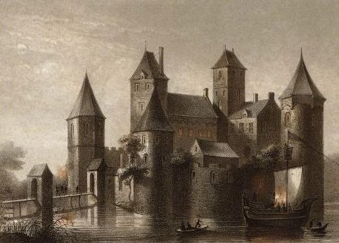 Litho van W. J. Hofdijk van de Torenburg uit 1860. Deze afbeelding is duidelijk gebaseerd op de afbeelding van A. Rademaker uit de 18e eeuw.